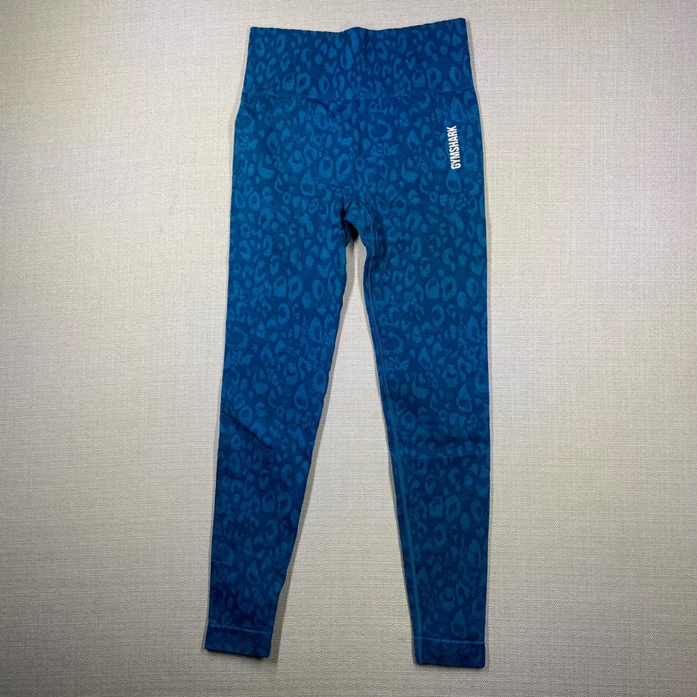 Gymshark Adapt Animal Seamless Leggings Teal Blue Leopard Print Small